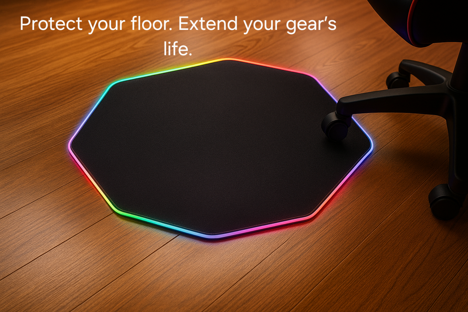 Covoraș de Podea Gaming S-Eye, LED RGB, octogonal, antiderapant, 115 cm, multicolor