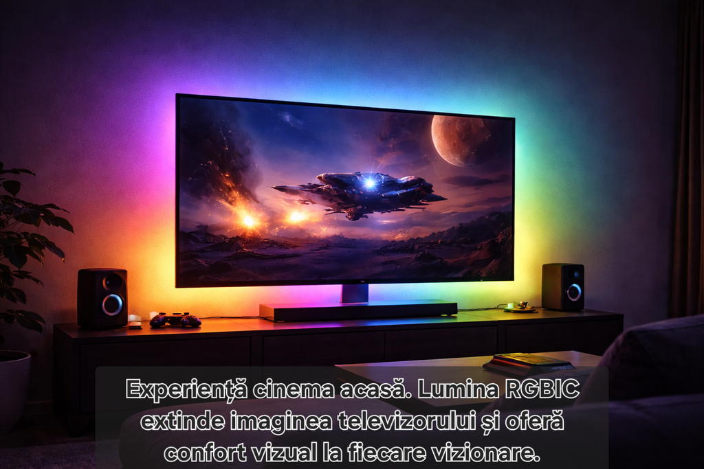 Bandă LED S Eye RGBIC 30 m, iluminare ambientală multicolor, alb reglabil 2700K 6500K, telecomandă inclusă