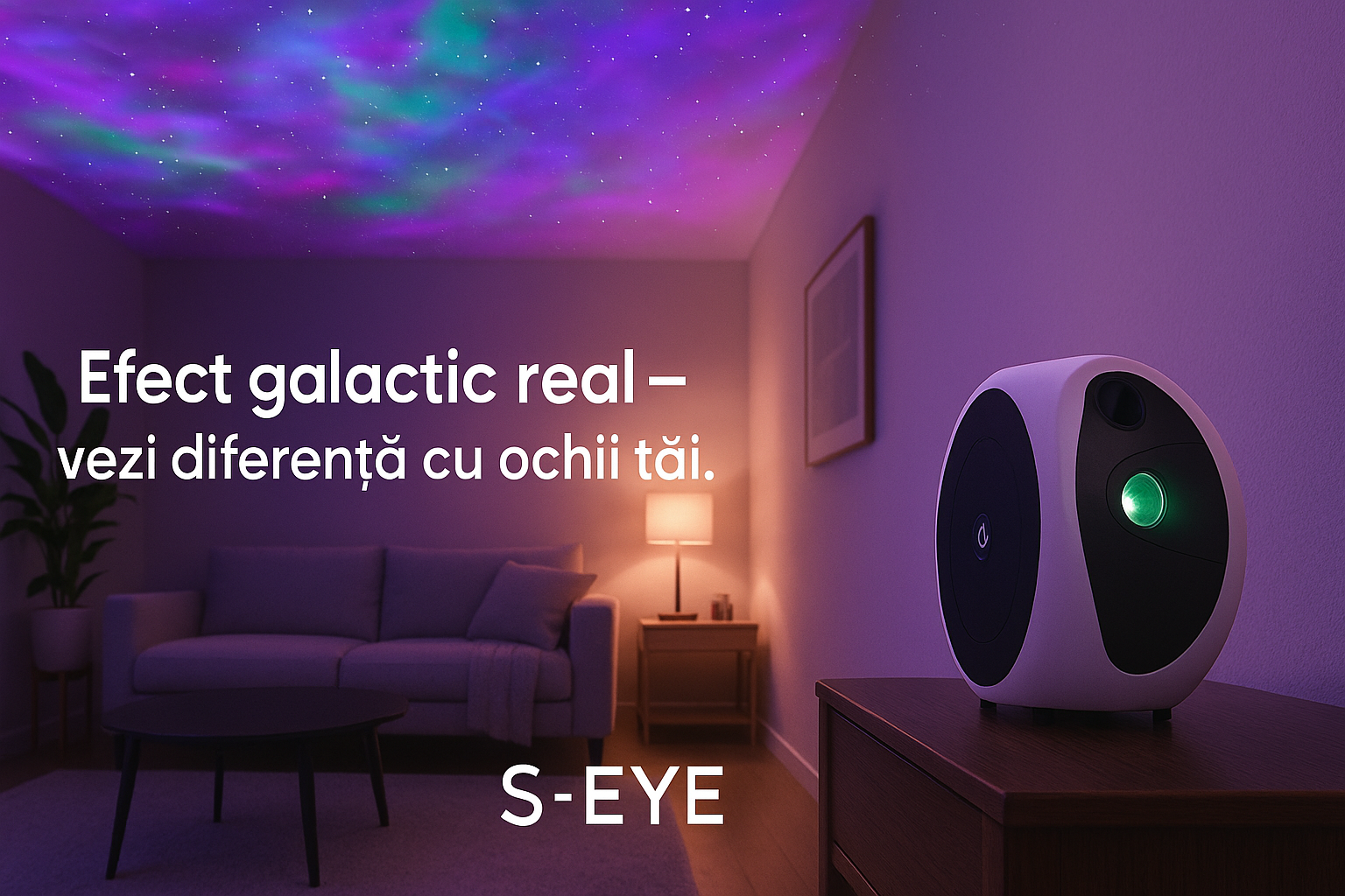Proiector Laser RGB S-Eye Galaxy Light, Cer Instelat, Telecomanda si Timer Inteligent pentru Relaxare