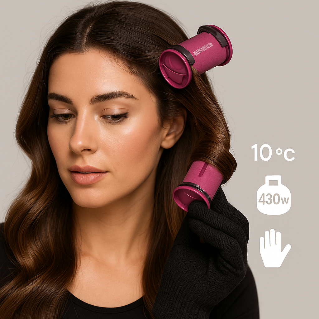 Set bigudiuri termine Cosmopolita s-eye Încălzite 430W cu 10 rol și mănușă anti-căldură