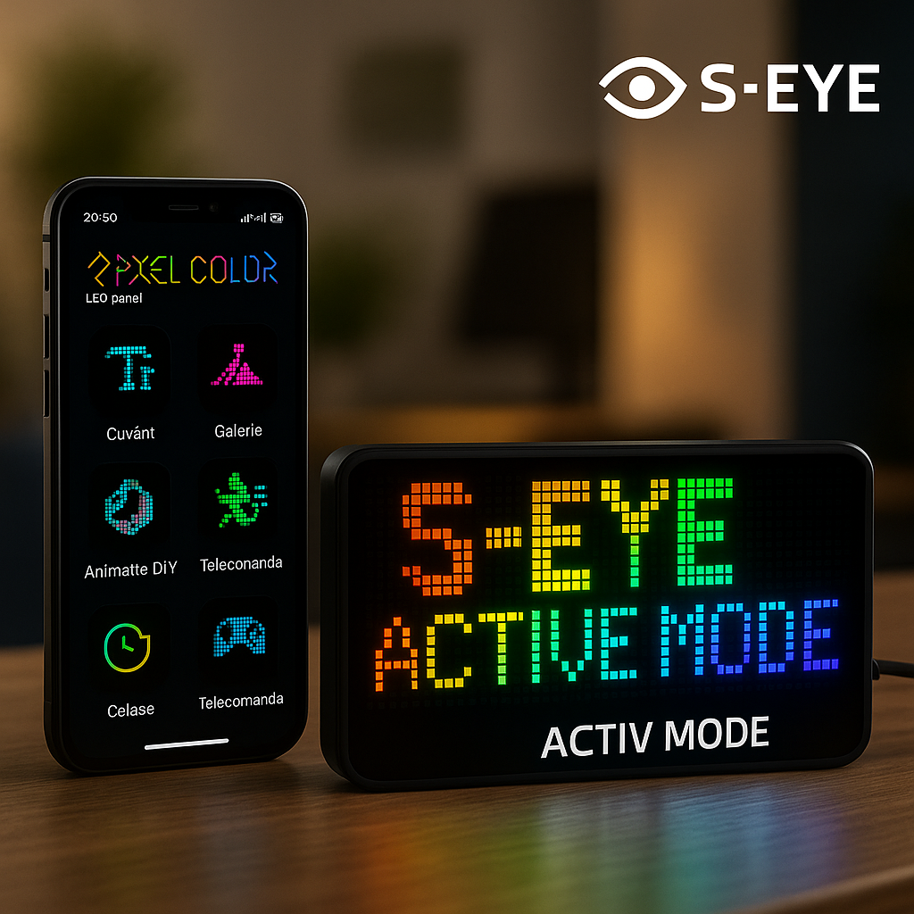 Tabla LED S-Eye 130×130 mm – Personalizabila prin Aplicatie Mobila iOS & Android