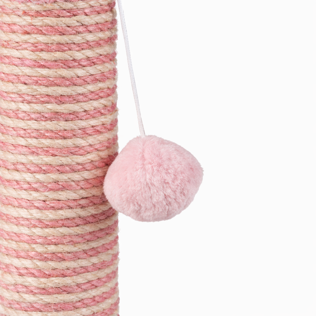 Ansamblu de zgâriat pentru pisici S-Eye Unicorn, 48 cm, stâlp sisal, bază 34 cm, minge suspendată, roz