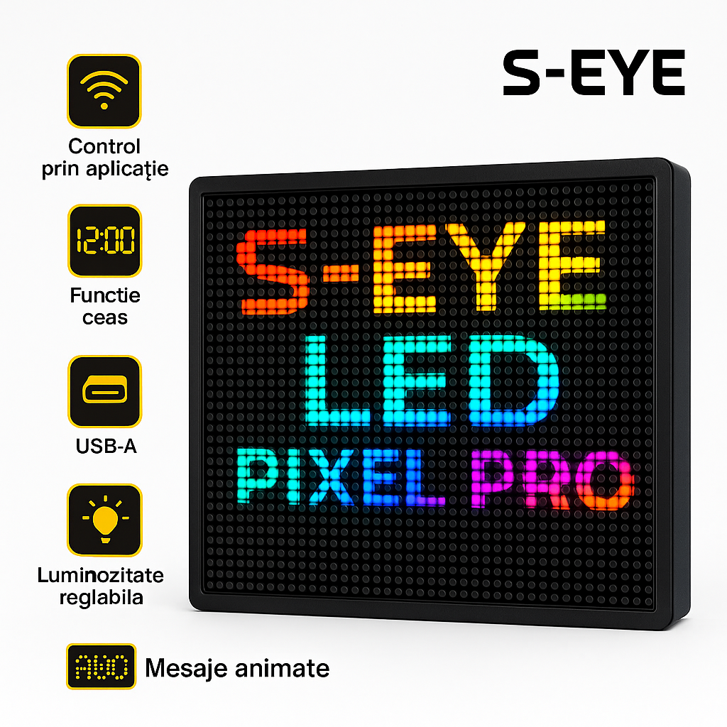 Tabla LED S-Eye 130×130 mm – Personalizabila prin Aplicatie Mobila iOS & Android