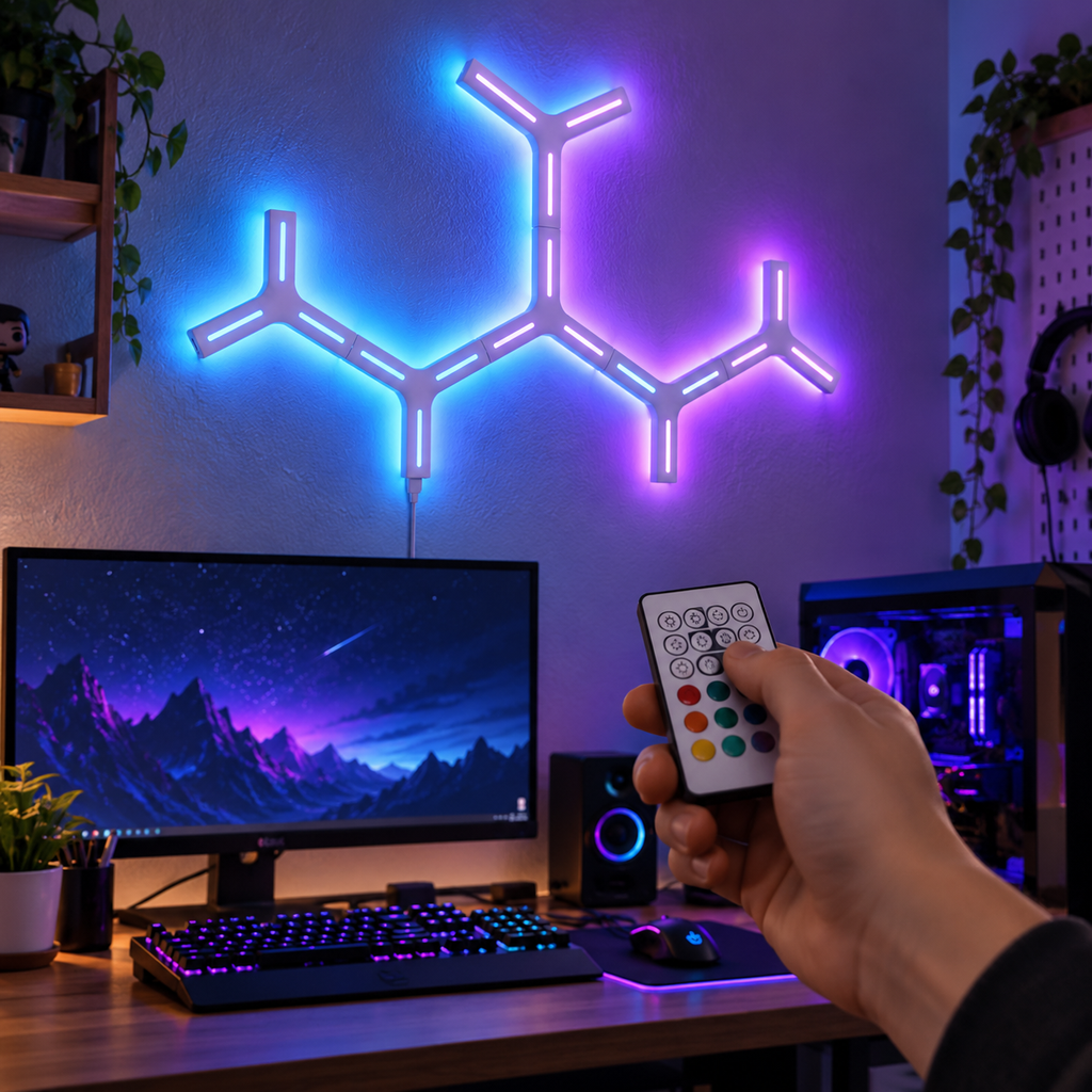 Iluminat RGB 3D într-un setup gaming