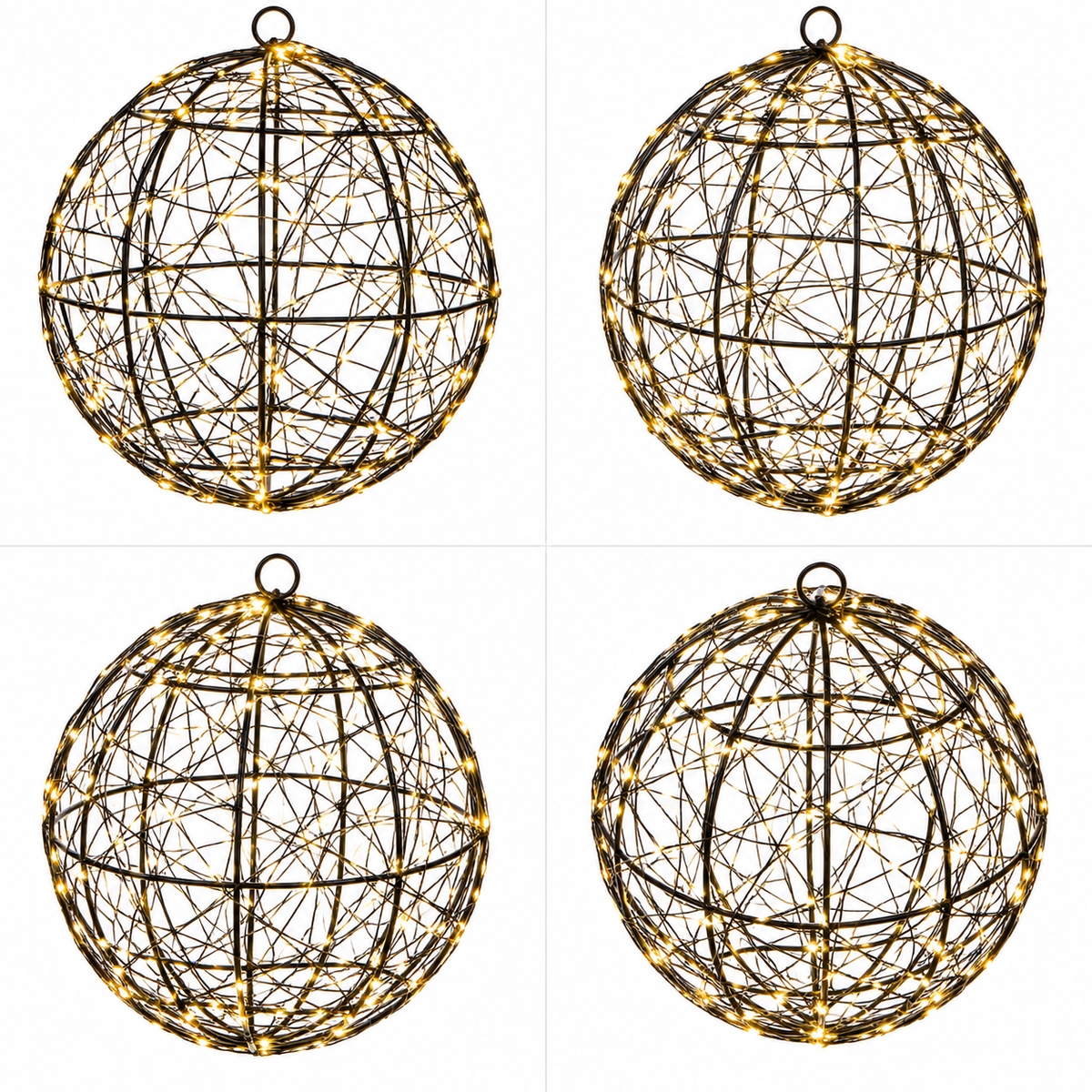 Glob luminos 360 LED, colaj din patru perspective
