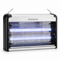 Aparat anti-insecte Grundig cu două tuburi UV și grilă de protecție, pe fundal alb