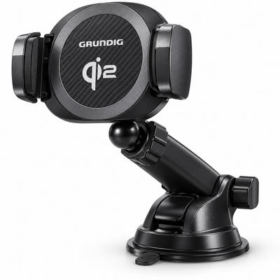 📱 Suport Auto Telefon Grundig cu Încărcare Wireless Qi2 15W – MagSafe, Rotire 360°, Ventuză