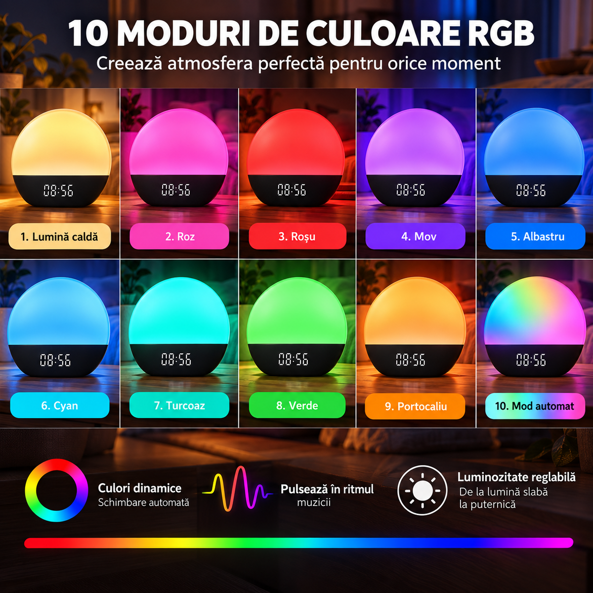 Lampă Grundig, 10 culori RGB