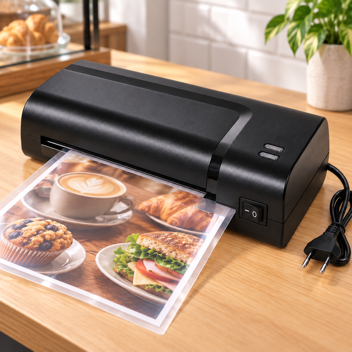 Laminator Fichero A4 folosit pentru laminarea unei pagini de meniu