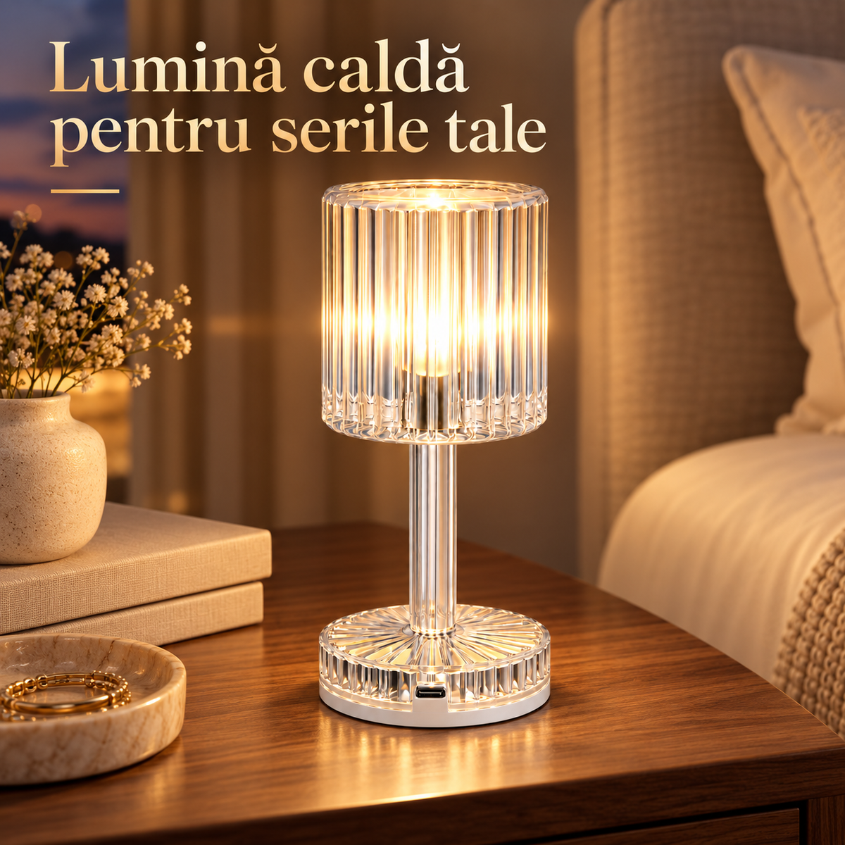 Lampă de masă LED transparentă, luxuryproduct