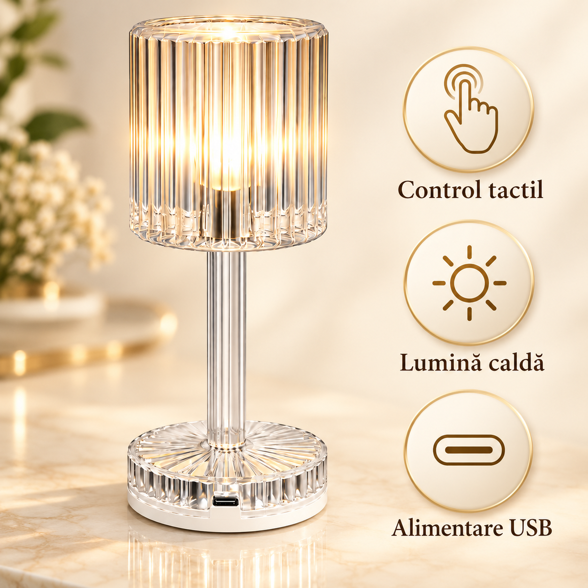 Lampă de masă LED transparentă, technicalproduct