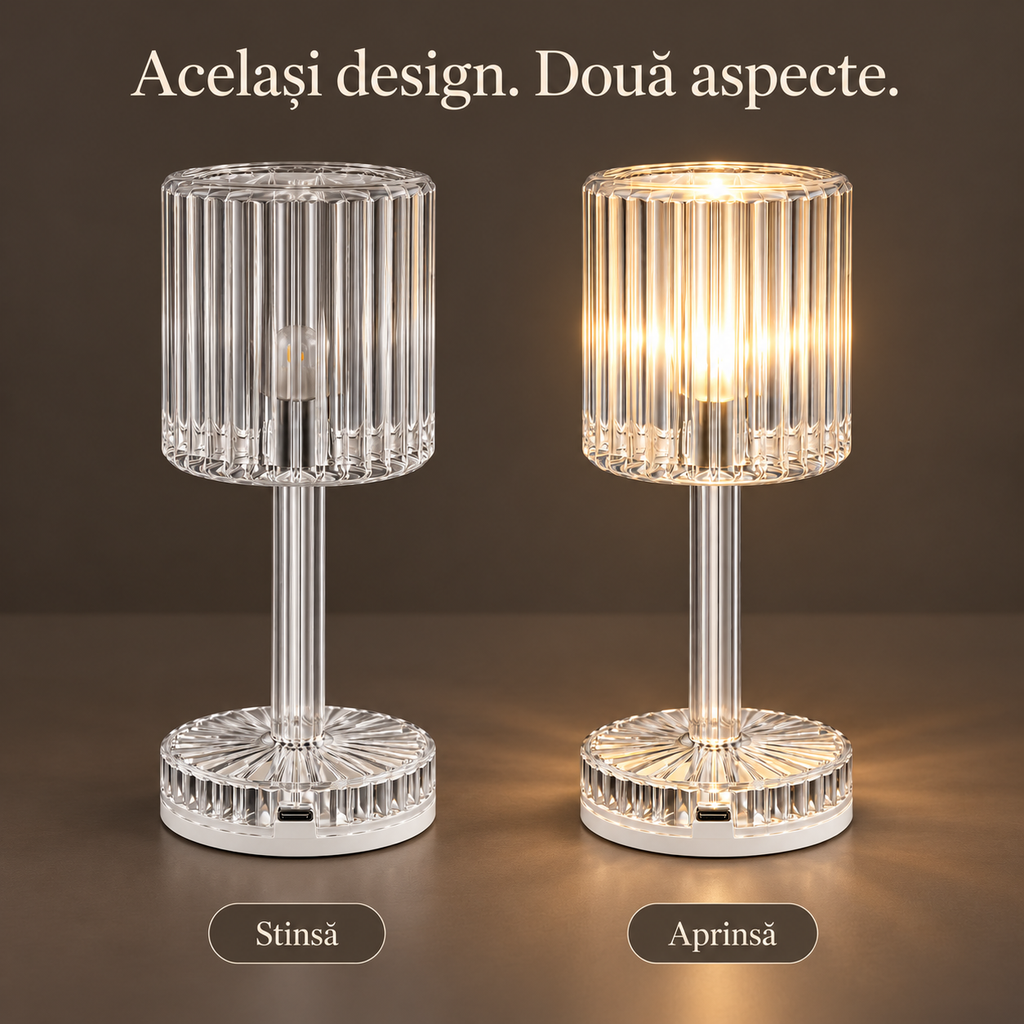 Lampă de masă LED transparentă, showcase