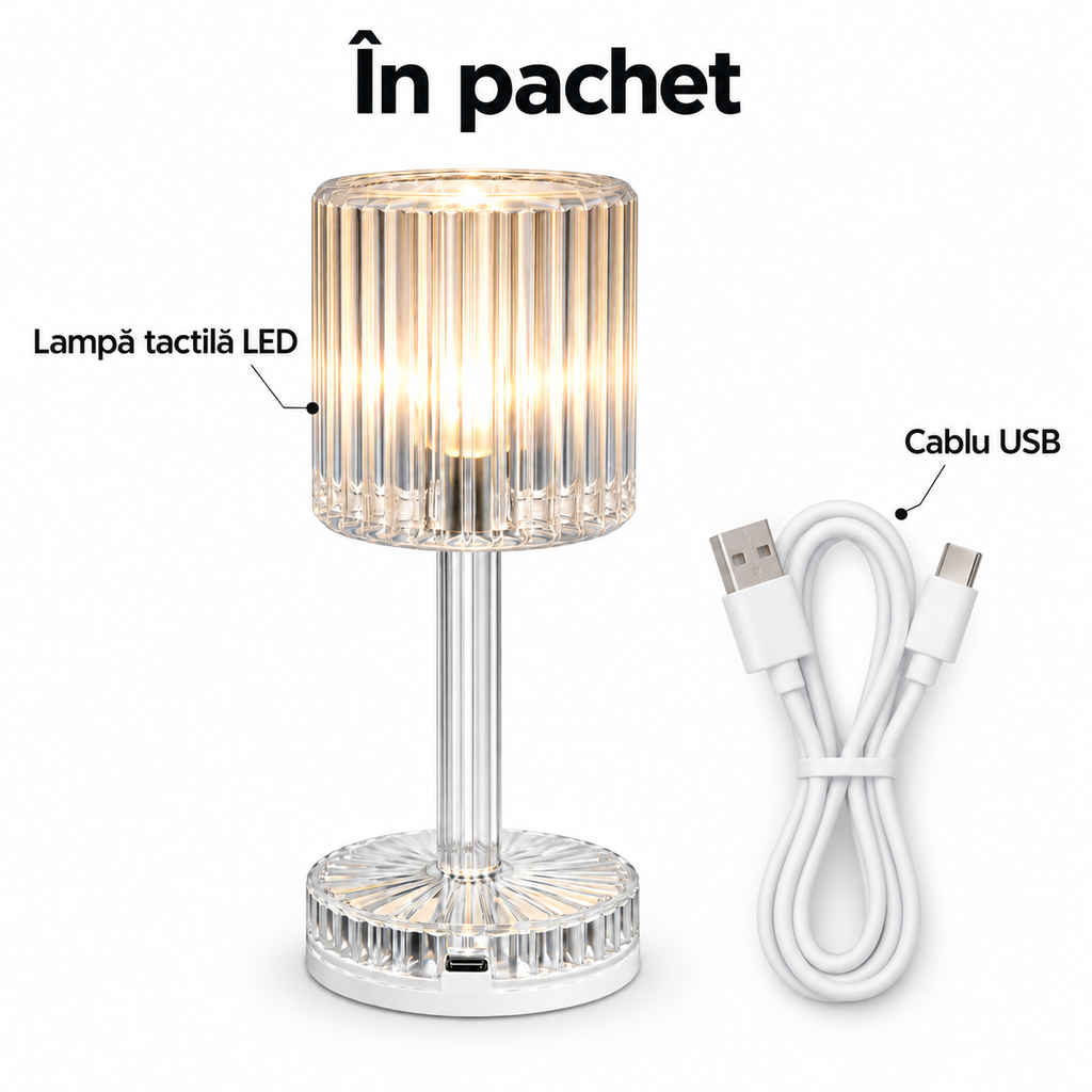 Lampă de masă LED transparentă, inthebox