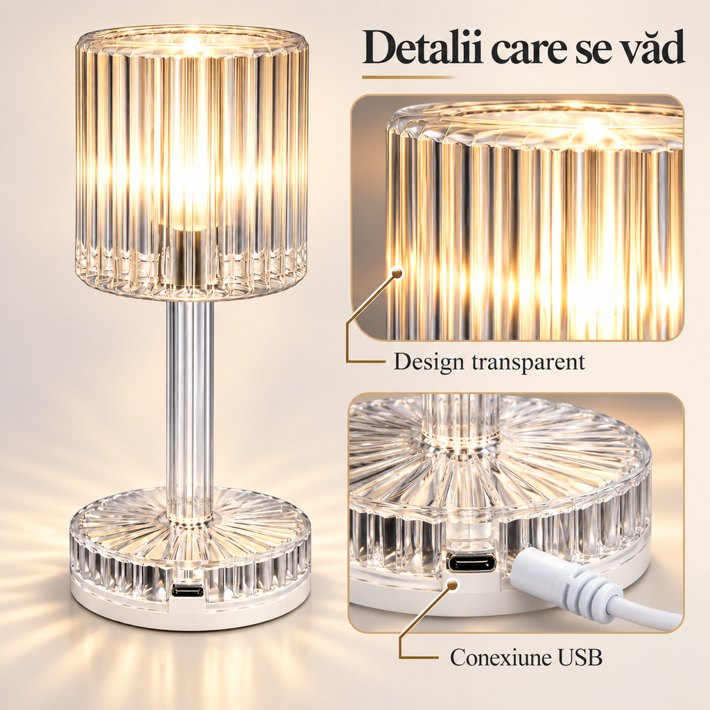 Lampă de masă LED transparentă, detailview