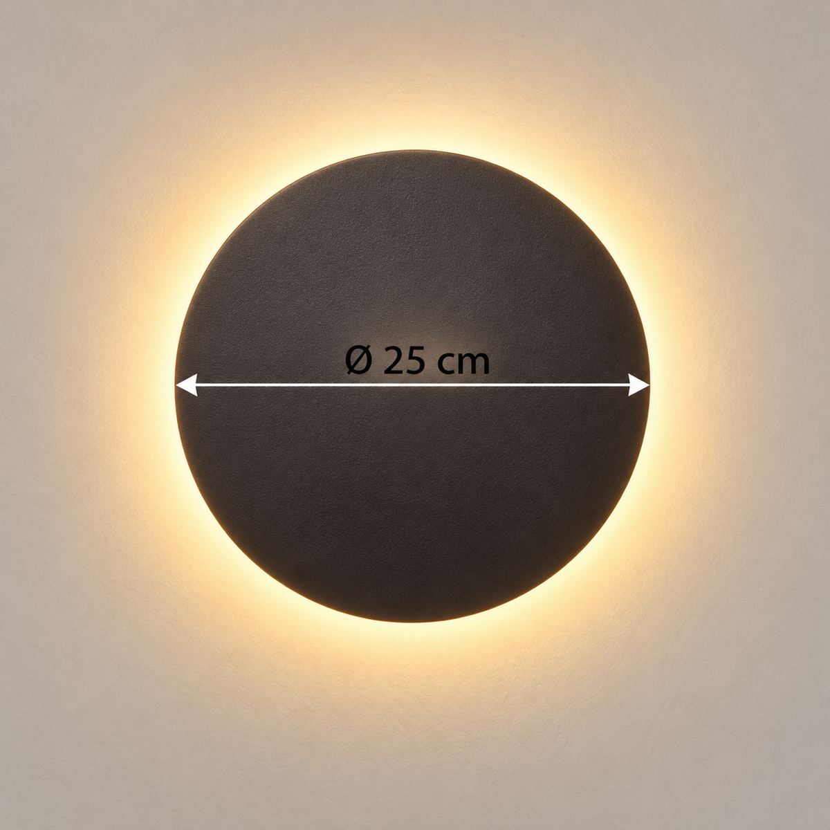 Diametru Ø 25 cm, lampă de perete reîncărcabilă, finisaj negru
