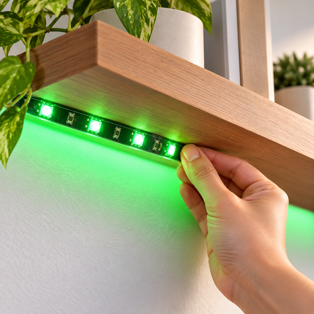 Montarea unei benzi LED sub raft