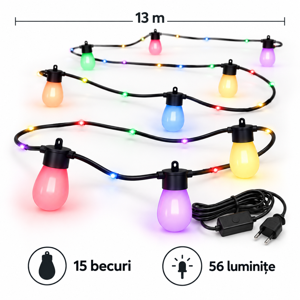 Instalație exterior LSC Smart Connect 13 m, 15 becuri și 56 luminițe