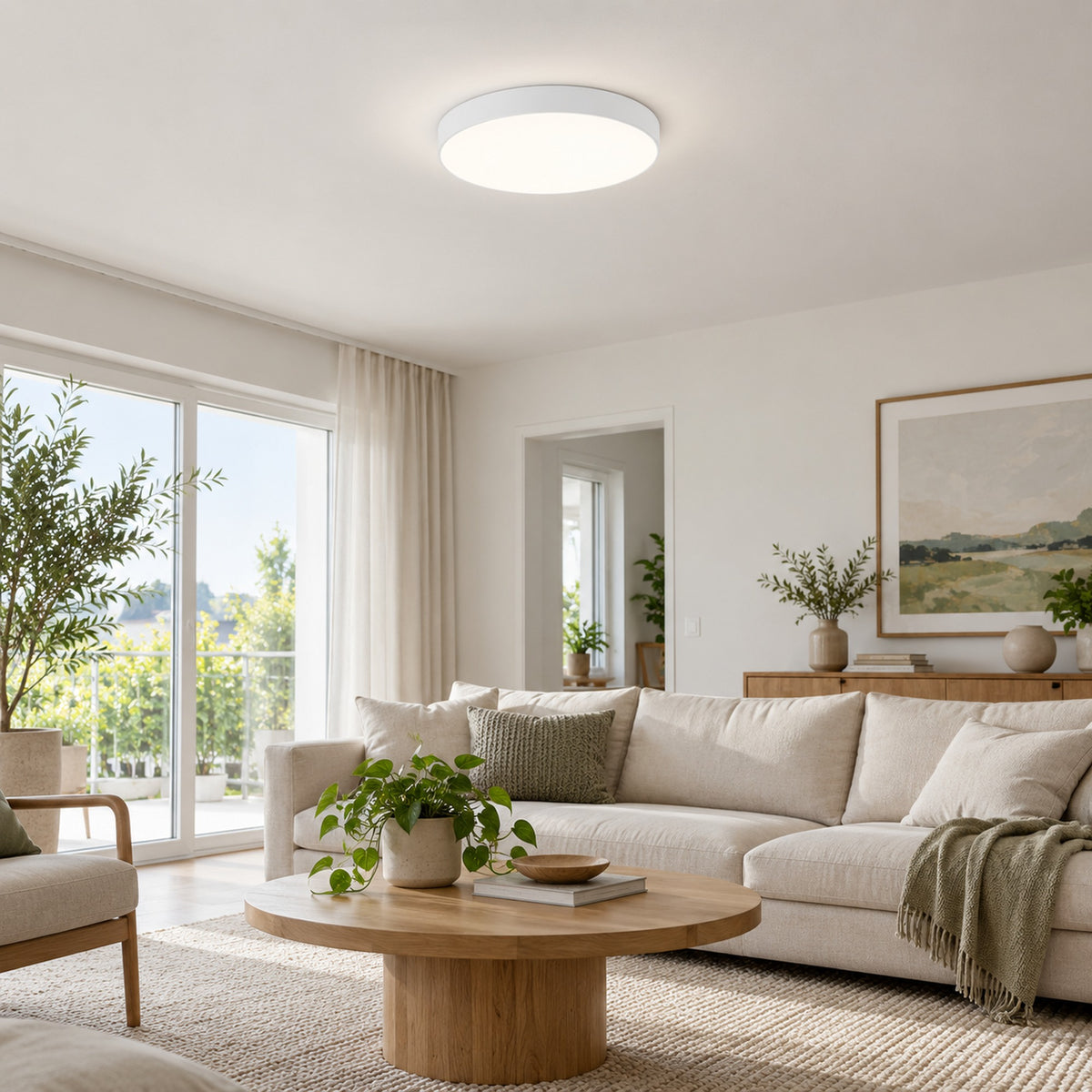 Plafonieră LSC cu lumină albă într-un living modern