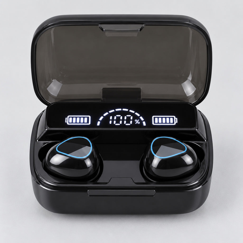 Căști Bluetooth M10 negre, case display