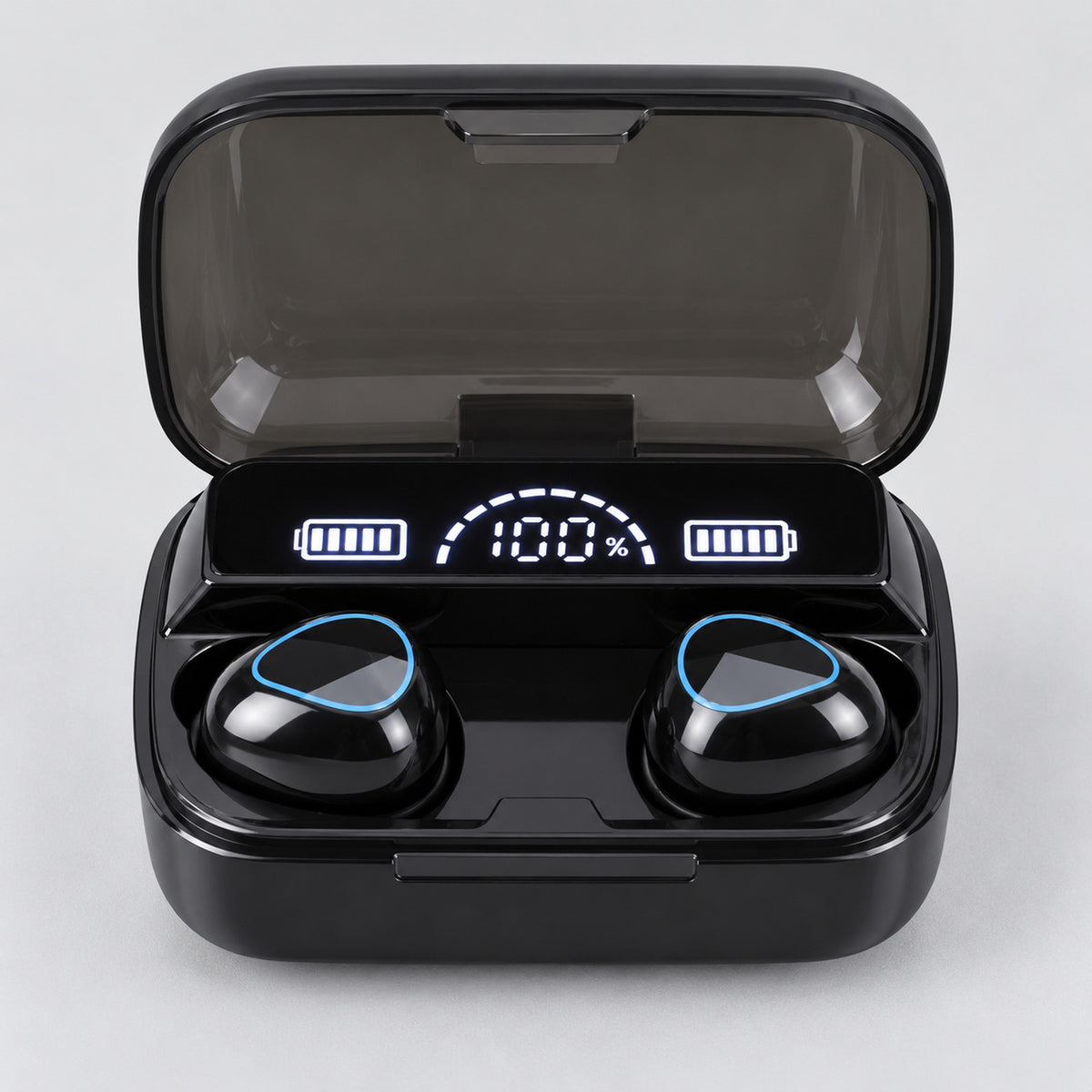 Căști Bluetooth M10 negre, case display