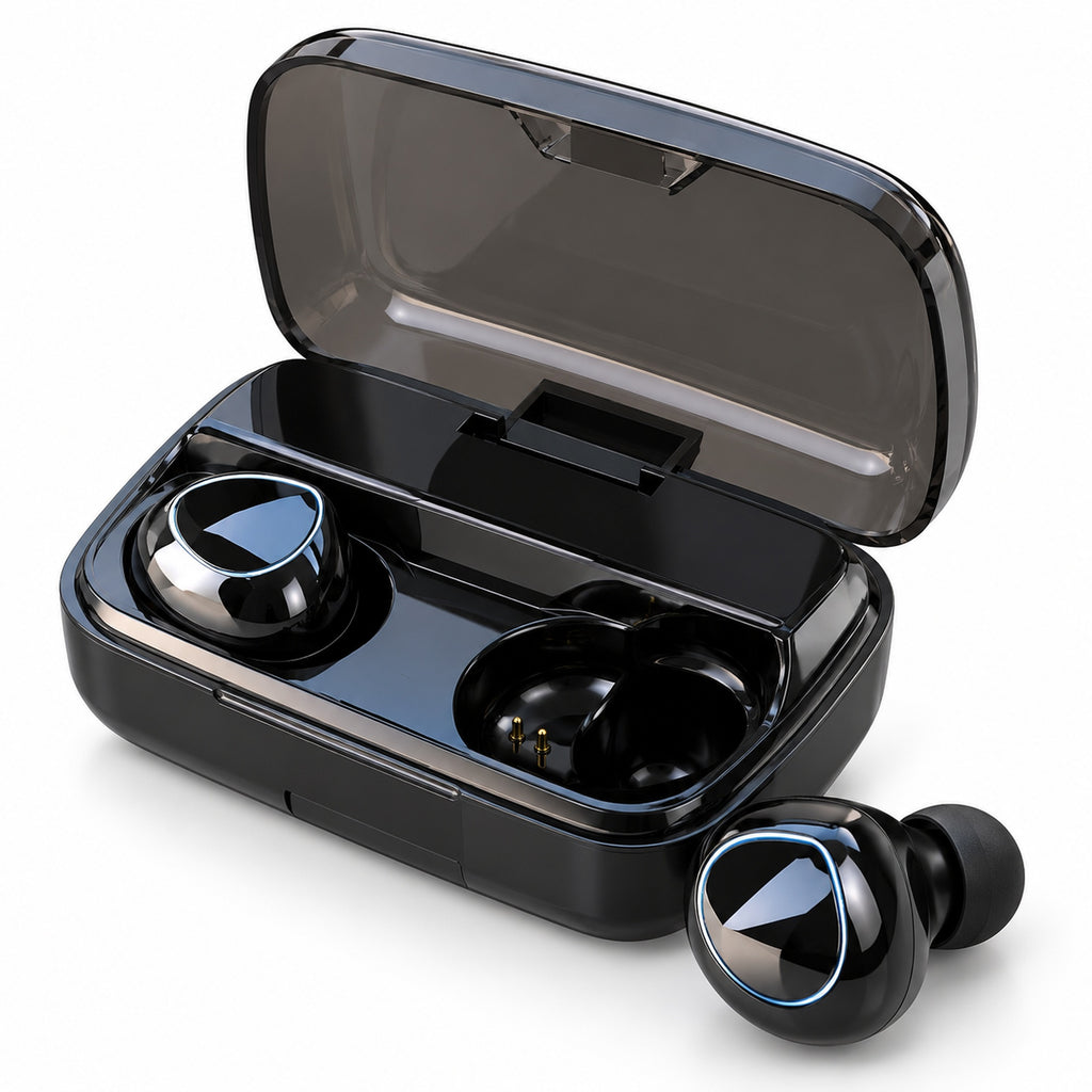 Căști Bluetooth M10 negre, earbud detail