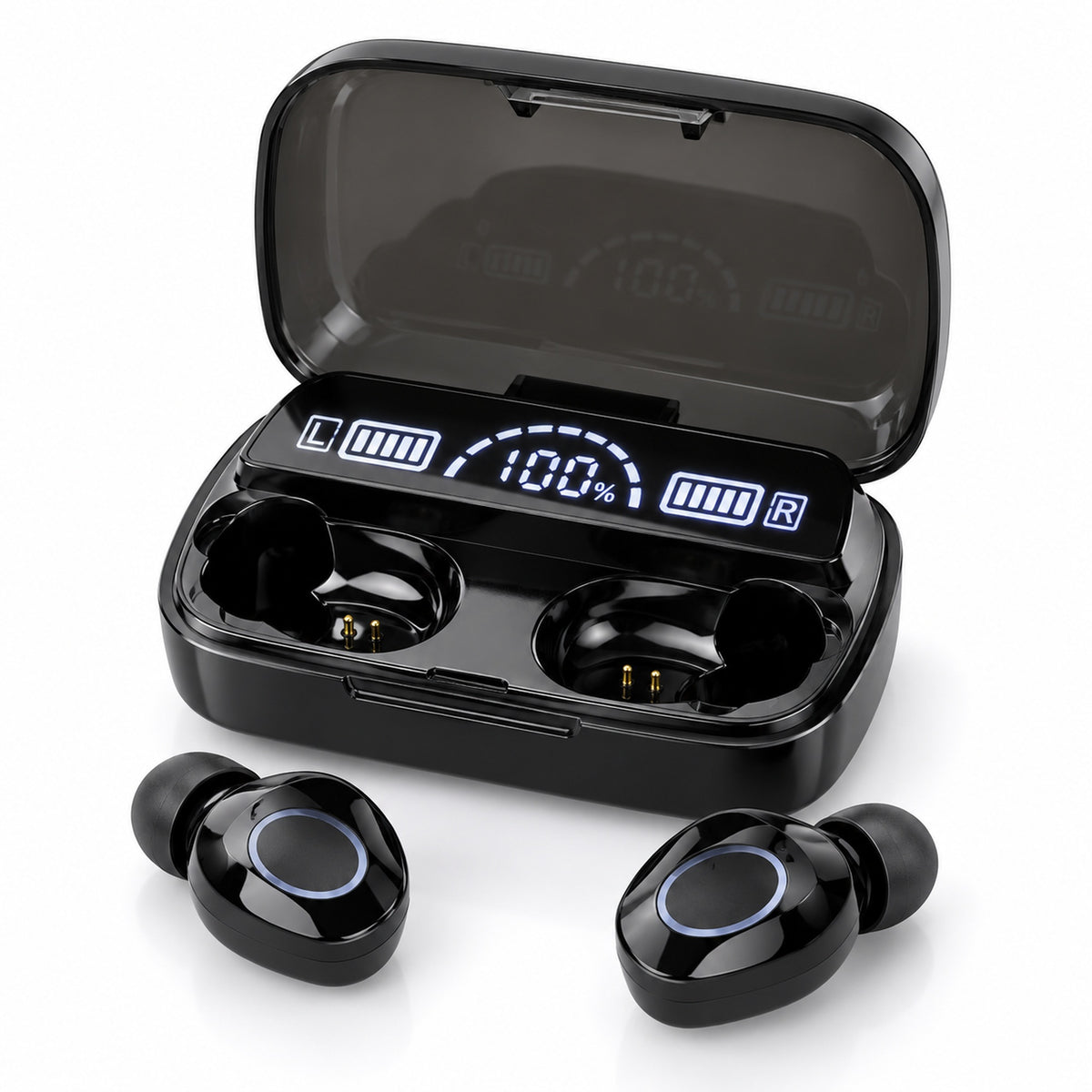 Căști Bluetooth M10 negre, pair