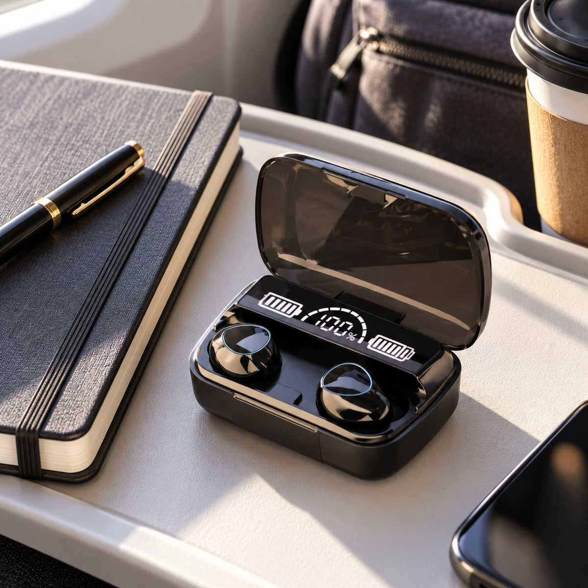 Căști Bluetooth M10 negre, on the go
