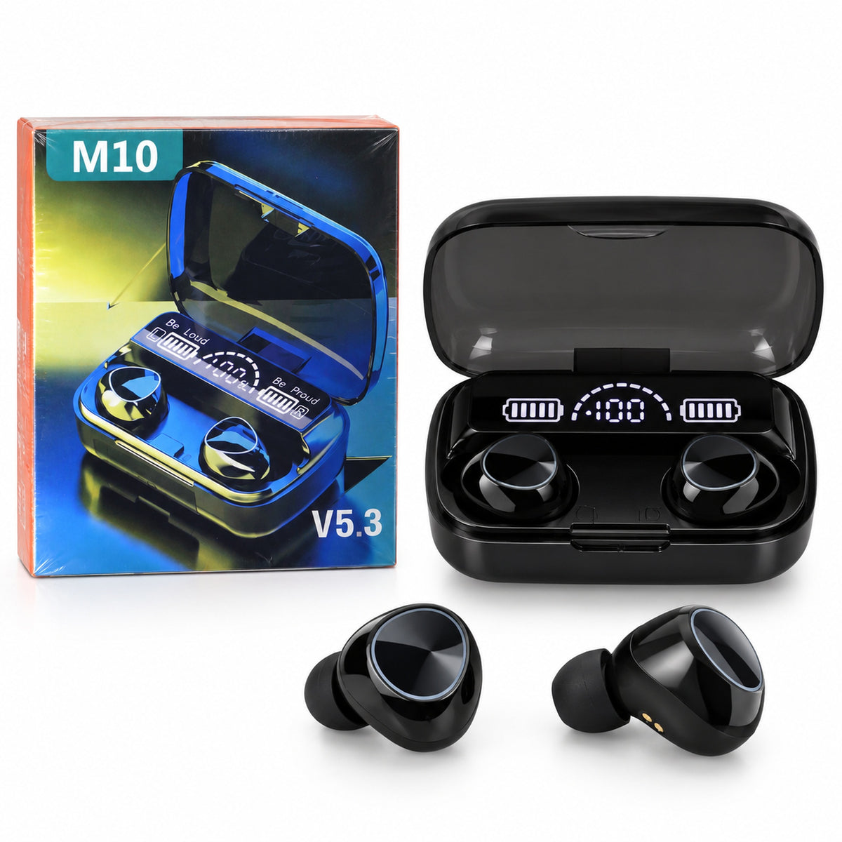 Căști Bluetooth M10 negre, product set