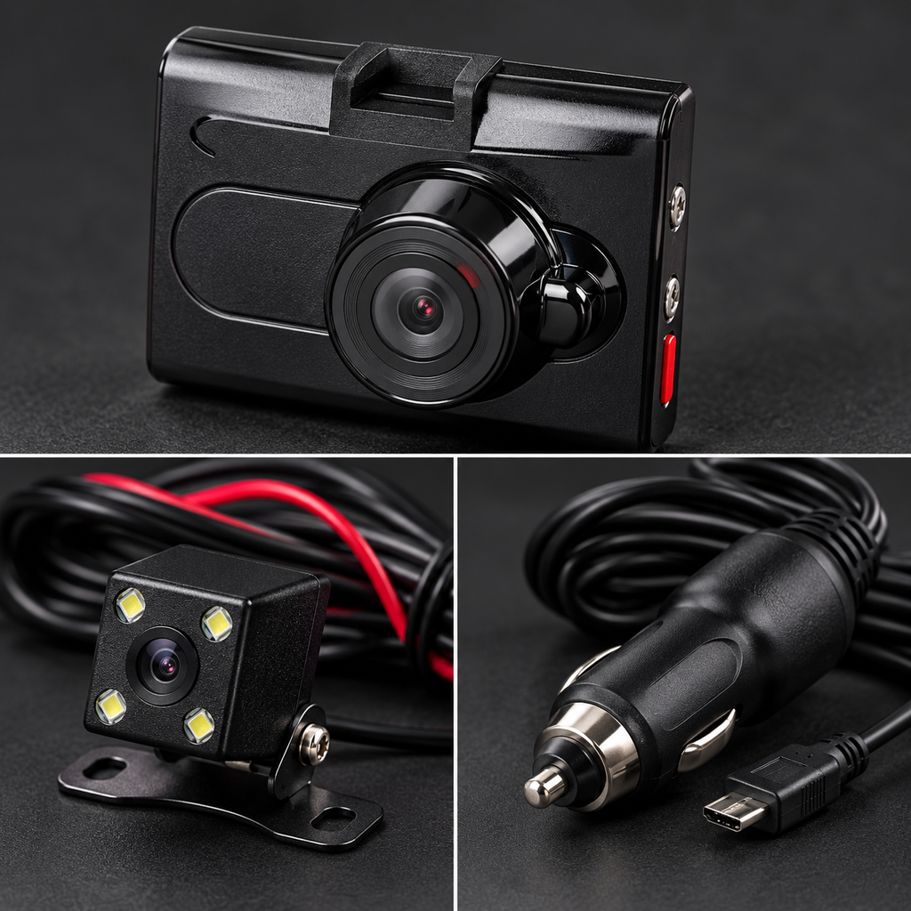 Detalii camera fata camera spate si alimentare auto