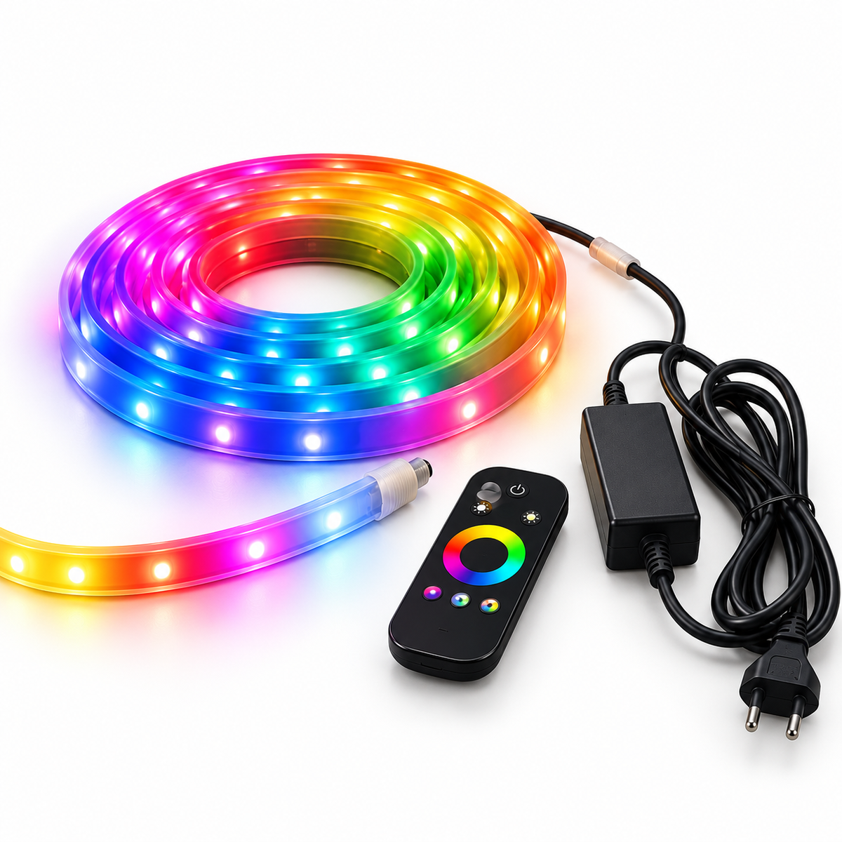 Bandă LED RGB cu telecomandă, controller și sursă de alimentare