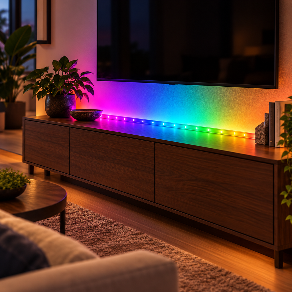 Iluminare ambientală RGB în living