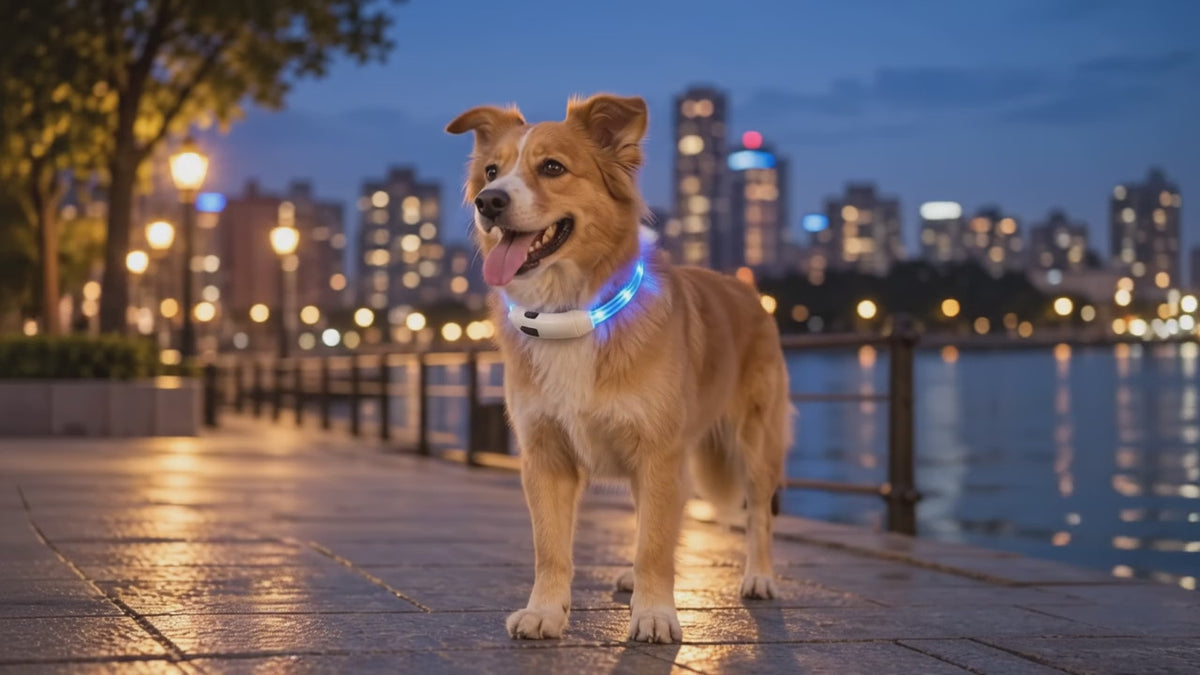 🐕 Zgardă LED Reîncărcabilă pentru Câini – 70 cm, Ajustabilă prin Tăiere, 3 Culori, 3 Moduri, USB