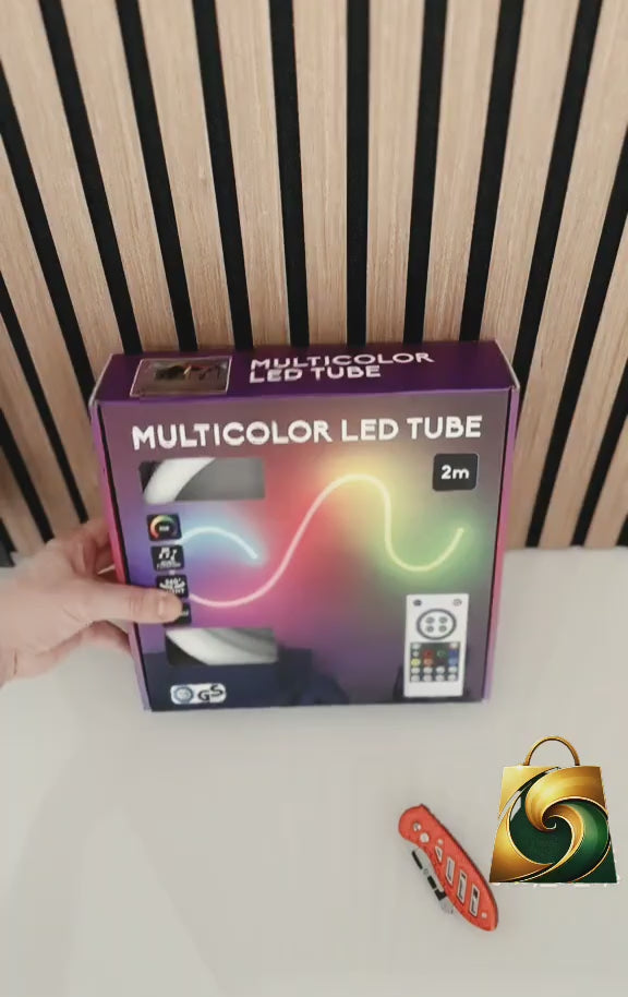 🌈 Tub LED Textil S-Eye RGB 2,5 m – Iluminat 360°, Reacție la Muzică, Telecomandă