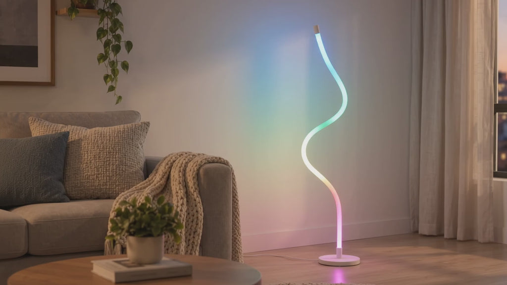 Lampadar RGB împletit flexibil 1,2 m cu telecomandă și funcție Sound-to-Light