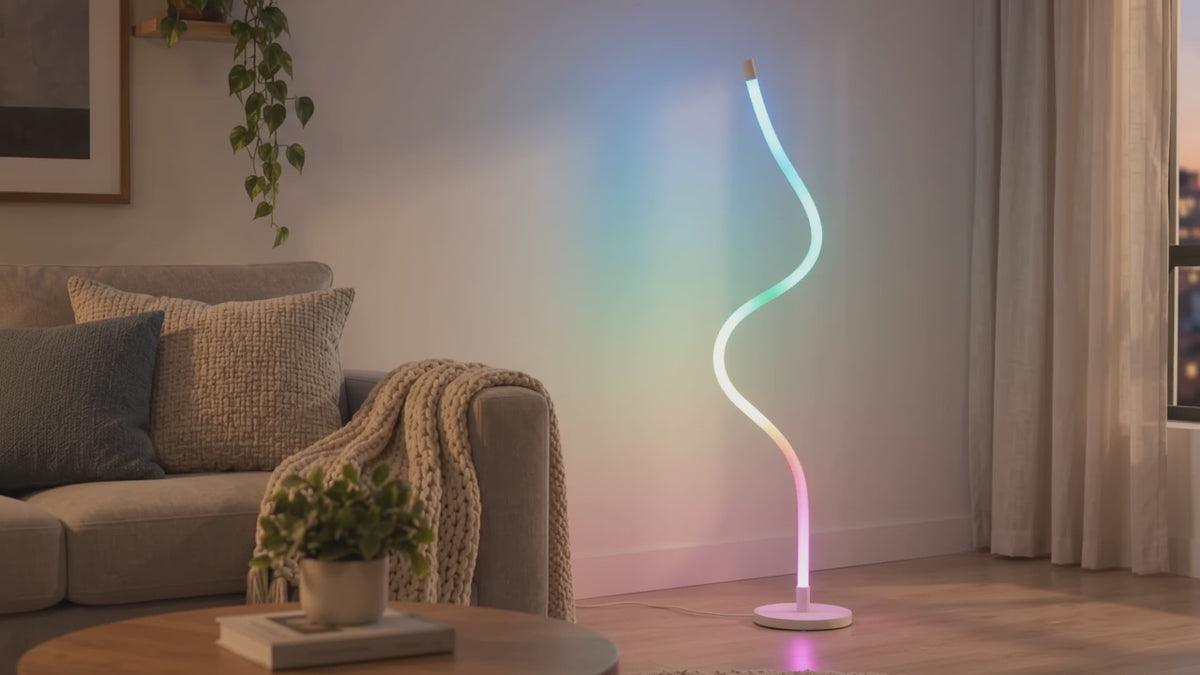 Lampadar RGB împletit flexibil 1,2 m cu telecomandă și funcție Sound-to-Light