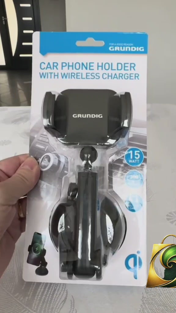 📱 Suport Auto Telefon Grundig cu Încărcare Wireless Qi2 15W – MagSafe, Rotire 360°, Ventuză