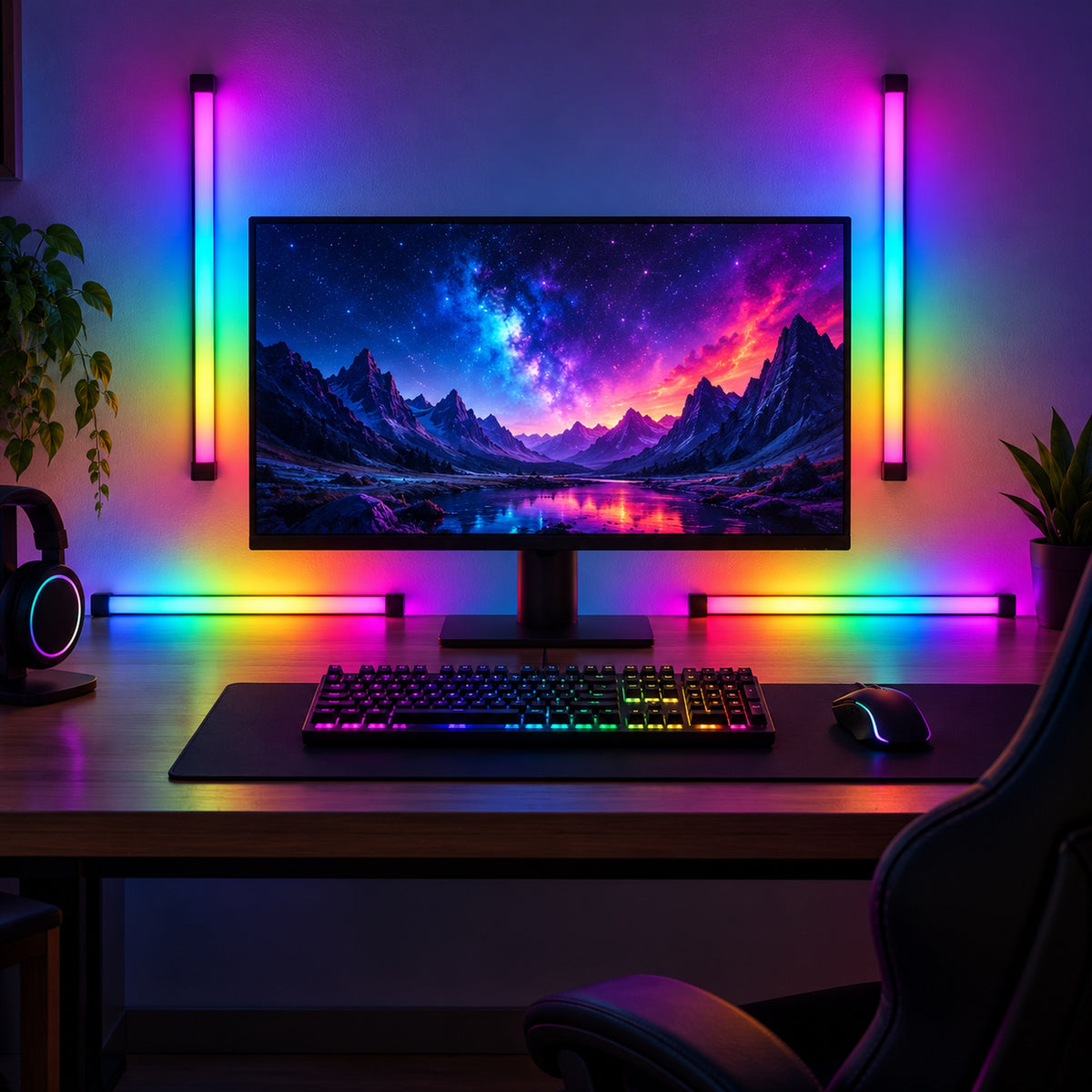 Imagine de prezentare: 🌈 Kit Bandă LED Smart RGBIC LSC Smart Connect – 4 x 50 cm, cu Telecomandă și Aplicație