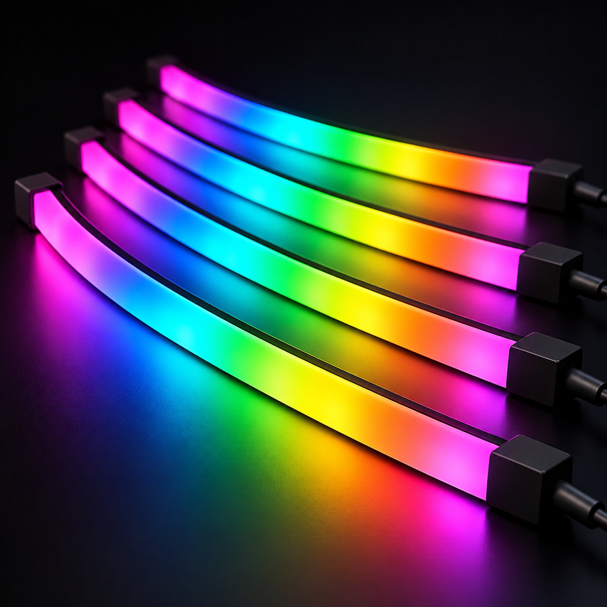 Imagine de prezentare: 🌈 Kit Bandă LED Smart RGBIC LSC Smart Connect – 4 x 50 cm, cu Telecomandă și Aplicație