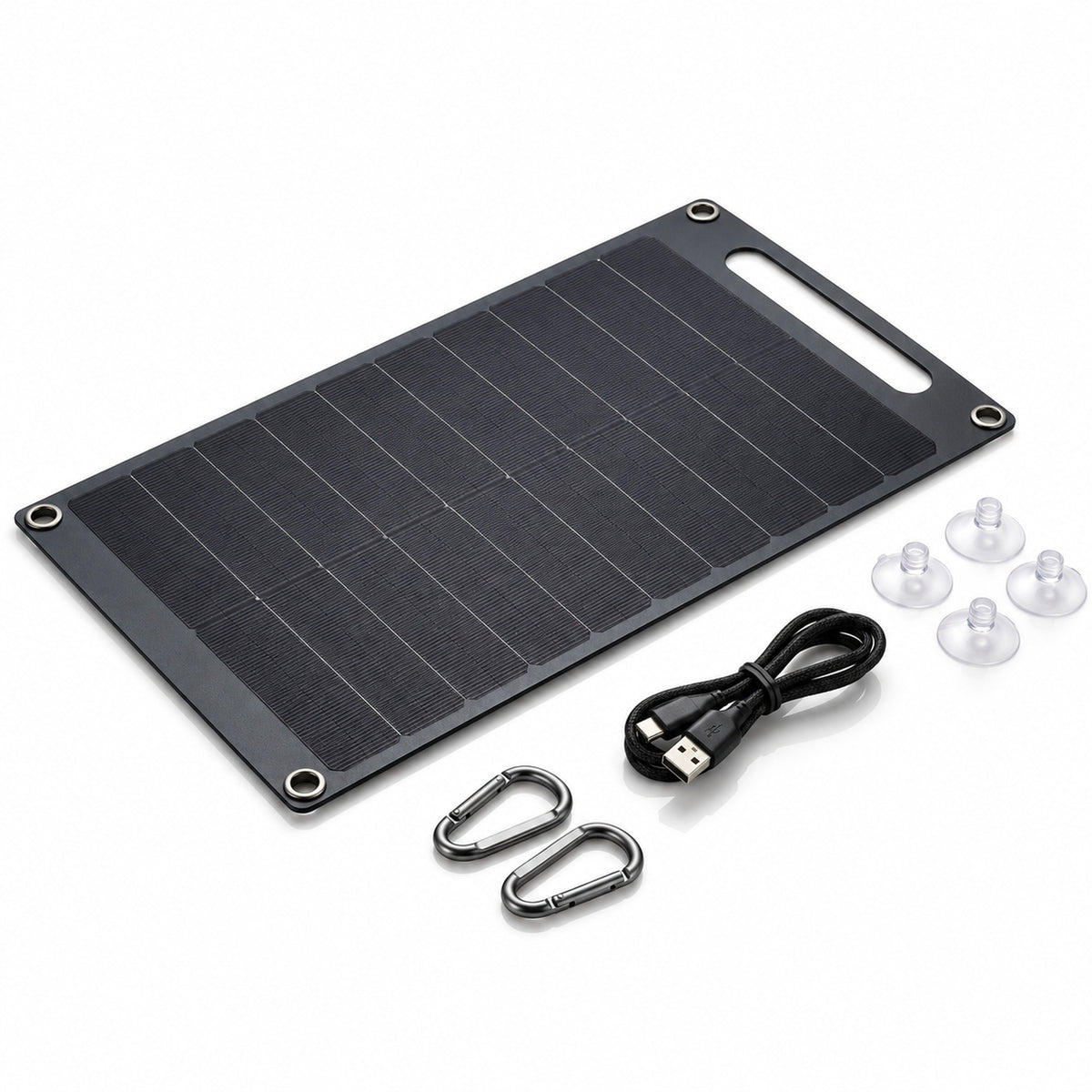 Imagine de prezentare 4: ☀️ Panou Solar Portabil S-Eye 10W – Monocristalin, Ventuze, USB-A, Certificare TÜV, IPX4, Camping