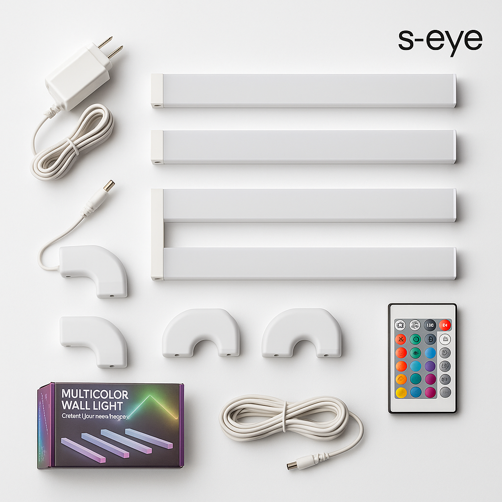 Lampa Modulara LED S-Eye 7 Segmente RGB, Music Mode, Telecomanda, Extensibila 10 Segmente, Design Personalizabil, Iluminare Ambientala Moderna