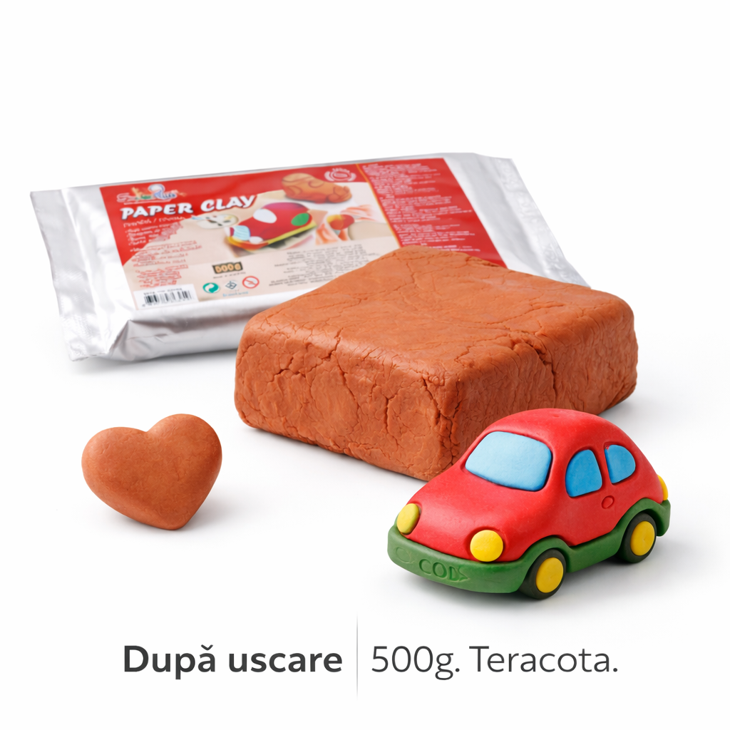 Lut Modelaj 500g Teracota, Uscare la Aer, Argila Modelatoare pentru Copii si Hobby, Gata de Utilizare