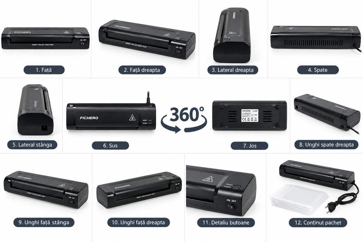 🗂️ Aparat de Laminat A3 – 275W, Folii până la 250 Microni, Gata în 4 Minute, 5 Folii Incluse