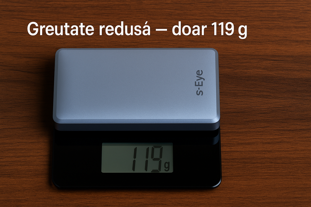 Baterie Externa S-Eye RPP-107 5000mAh, Incarcare Wireless Qi, Ultra Slim, Display Indicator, Albastru Metalic – Compatibila iPhone Samsung Xiaomi