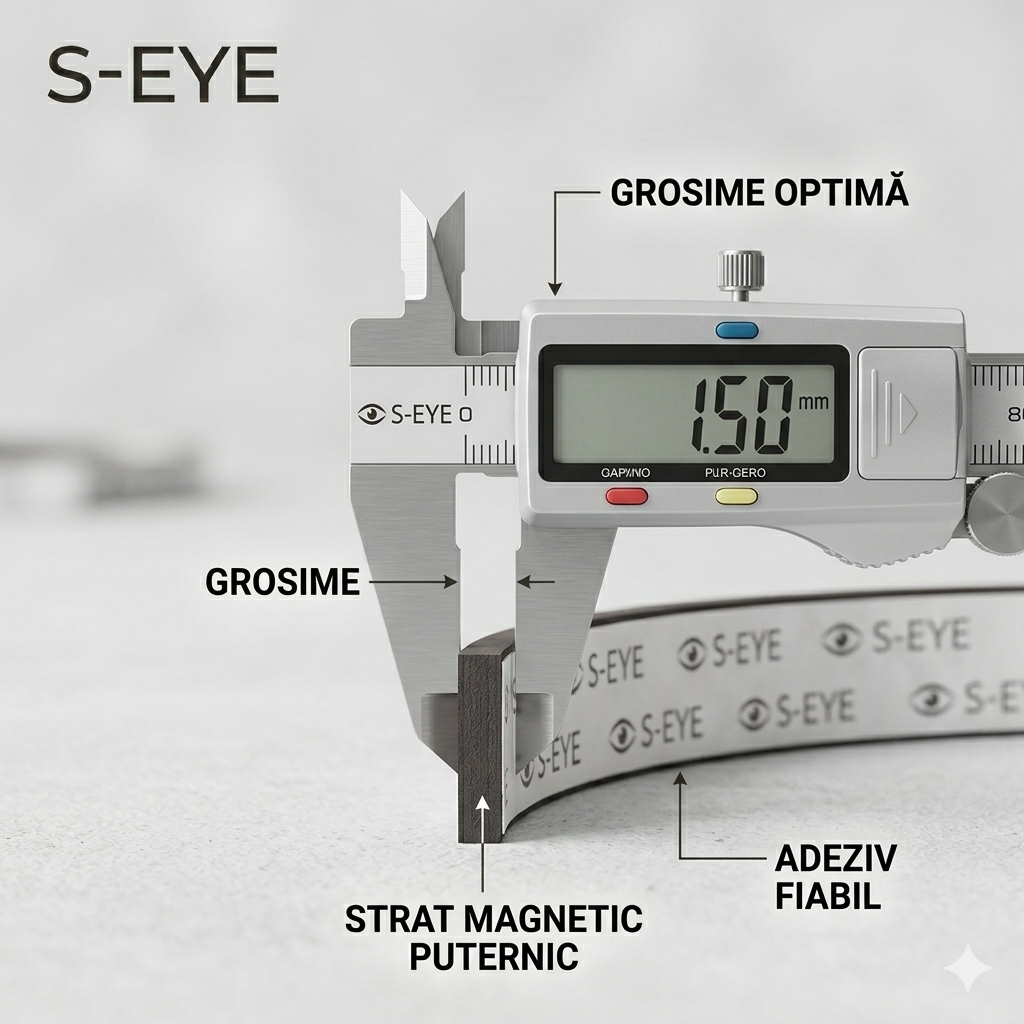 Bandă Magnetică Autoadezivă S-EYE 12mm x 3m – Flexibilă, Ultra-Puternică, Tăiere Liberă