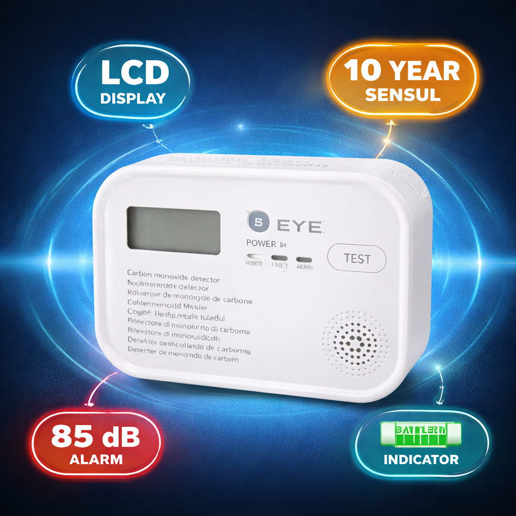 Detector Monoxid de Carbon S-Eye SafeGuard, Senzor 10 Ani, Display LCD, Alarmă 85 dB, Instalare Rapidă, Protecție Locuință