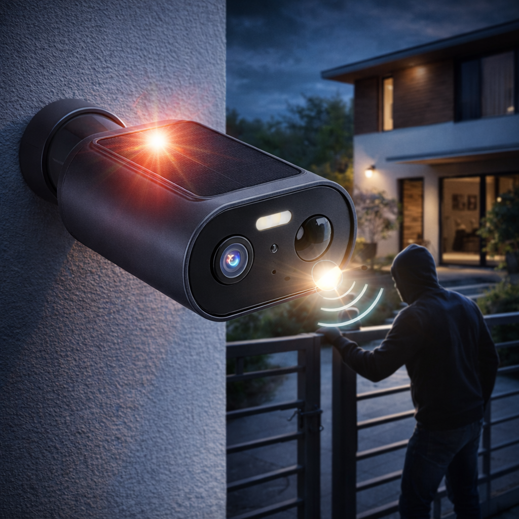 Camera Supraveghere Exterior Solara S-Eye WiFi 1080P, IP65, Detectare Miscare, Alarma 90dB, Night Vision 8m, Audio Bidirectional, MicroSD 128GB