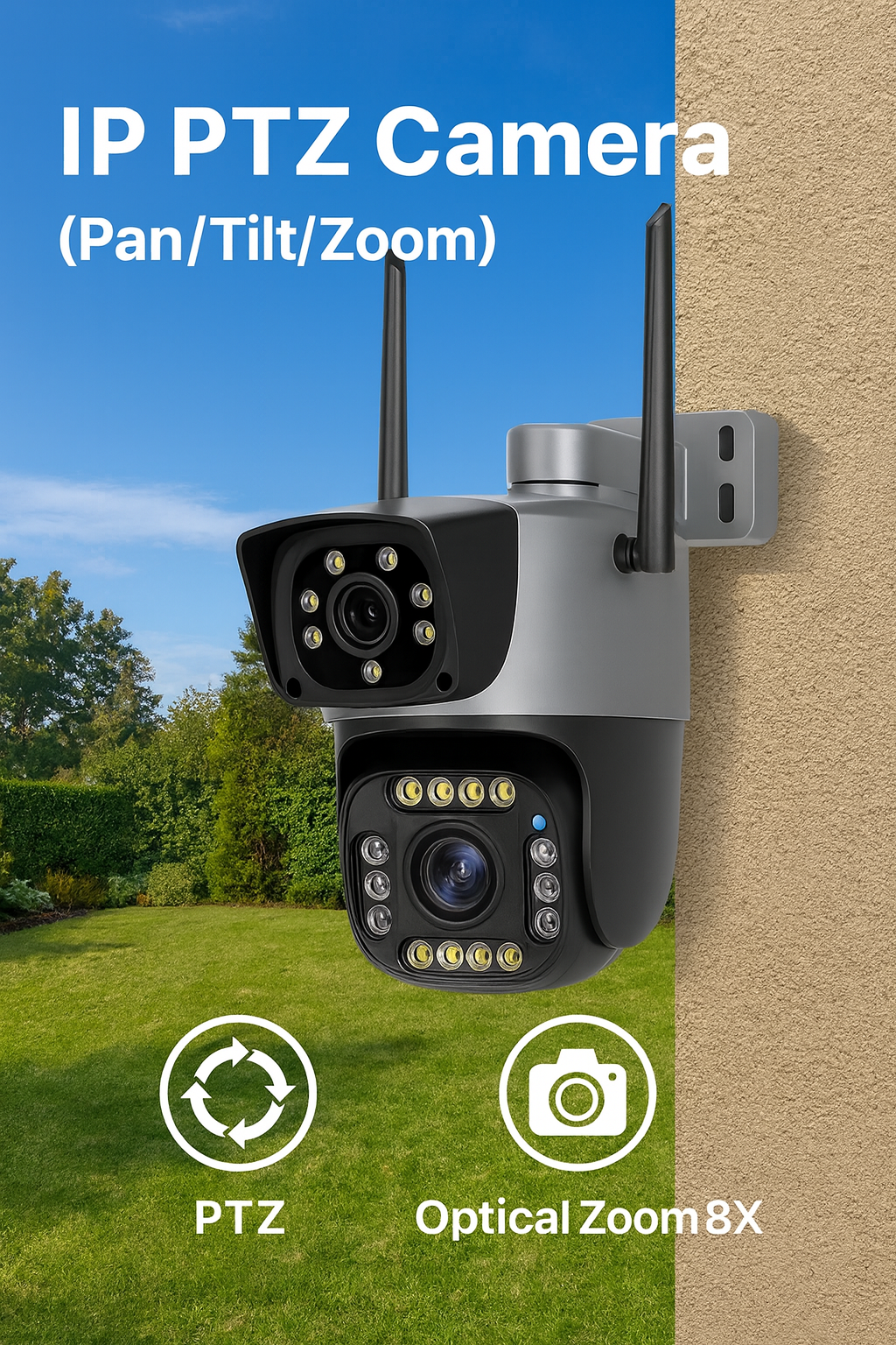 Camera Supraveghere S-Eye IP 4G Cartela SIM Dual-Lens 4MP, Human Detection, Two-Way Audio, Viziune Nocturna, Aplicatie V380 Pro, Notificari Instant, Android iOS PC