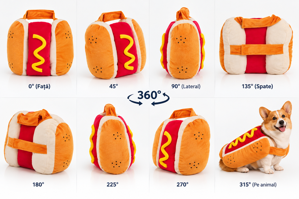 🌭 Costum Hot Dog pentru Câini – Deghizare Amuzantă de Carnaval (One Size)