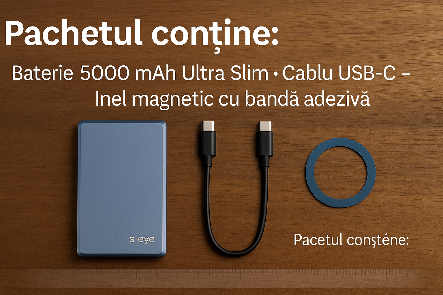 Baterie Externa S-Eye RPP-107 5000mAh, Incarcare Wireless Qi, Ultra Slim, Display Indicator, Albastru Metalic – Compatibila iPhone Samsung Xiaomi