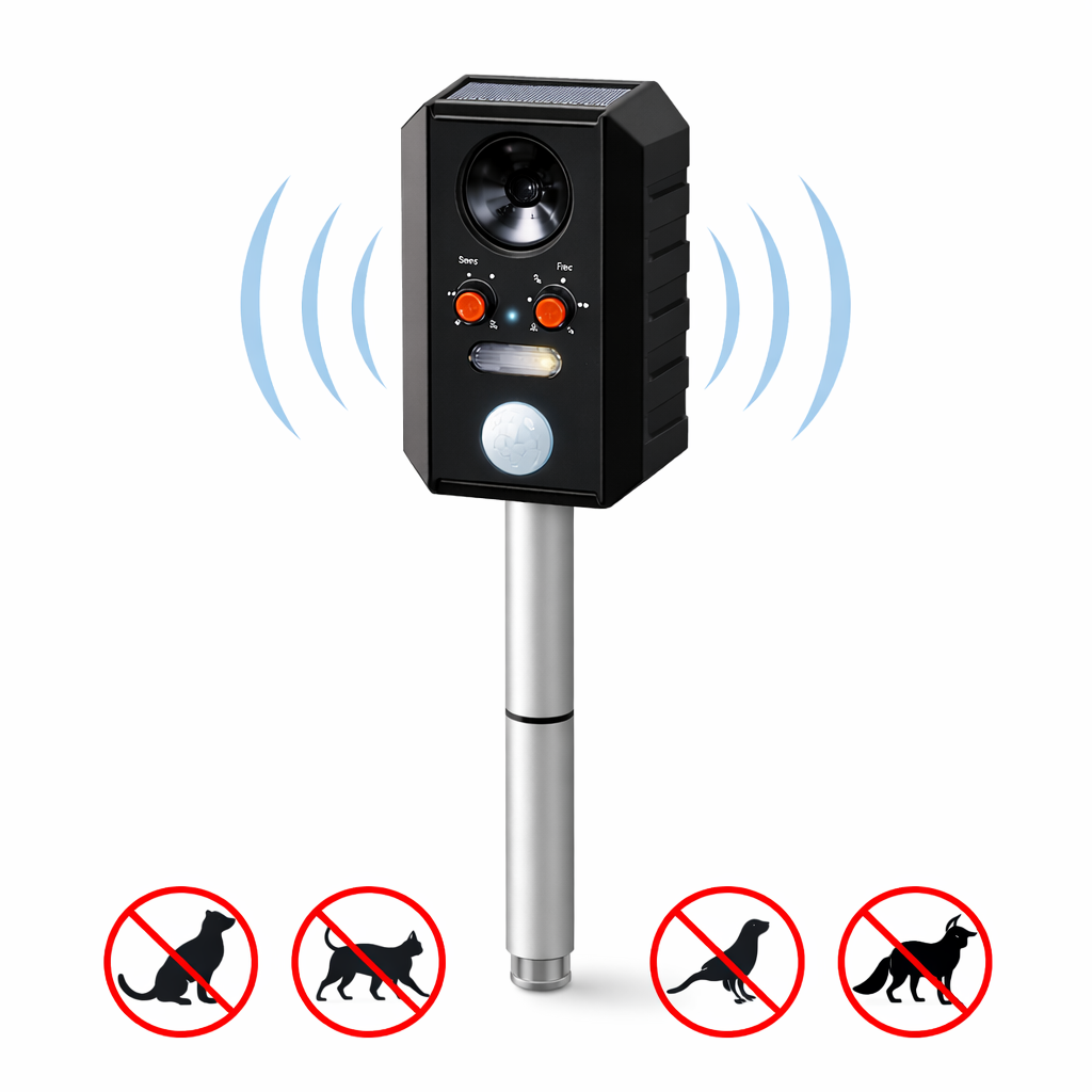 🌿 Aparat Solar Anti-Dăunători cu Ultrasunete S-Eye — Protecție 360° pentru Grădina Ta